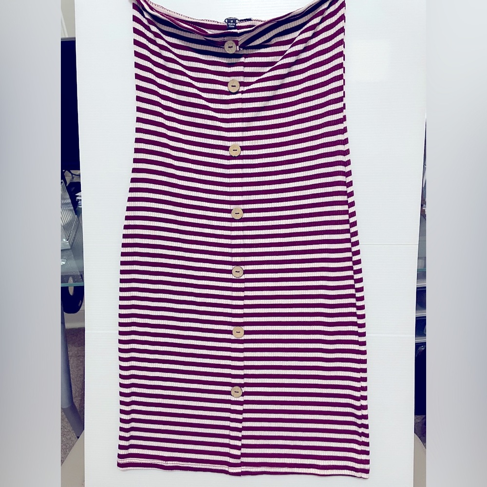 Strapless, striped dress